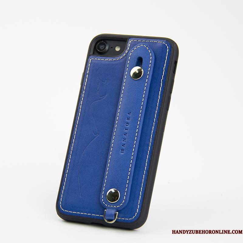 iPhone Se 2020 Læder Top Lædertaske Anti-fald Blå Beskyttelse Telefon Etui Support