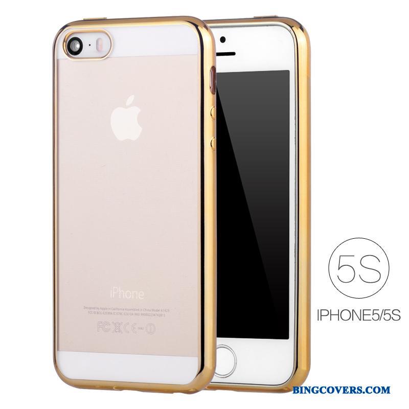iPhone Se Gennemsigtig Silikone Beskyttelse Cover Belægning Guld Telefon Etui