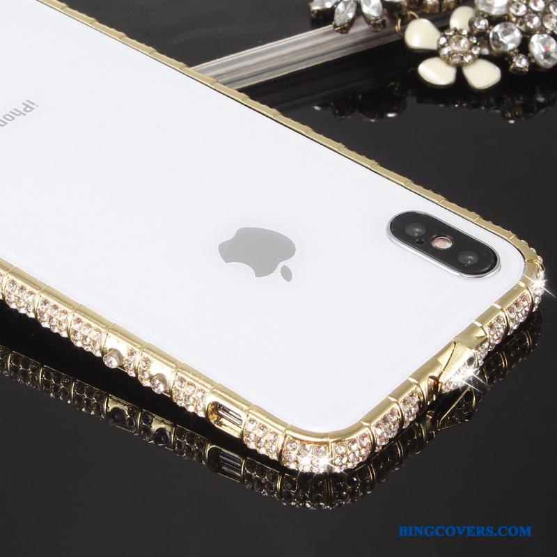 iPhone X Anti-fald Strass Etui Cover Ramme Guld Trend