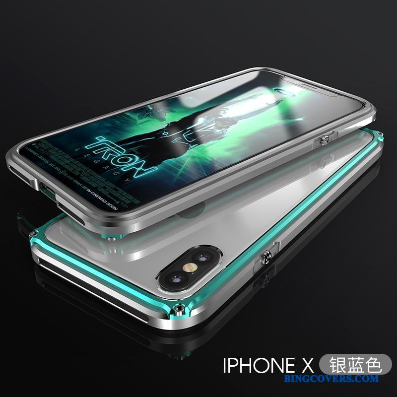 iPhone X Gennemsigtig Beskyttelse Blå Ny Alt Inklusive Metal Telefon Etui