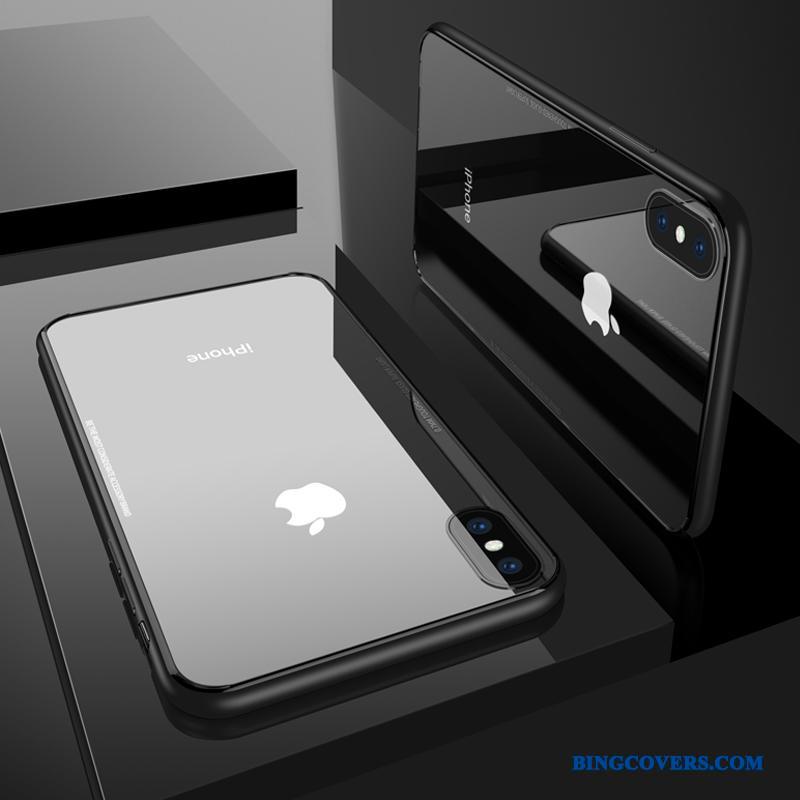 iPhone X Silikone Glas Cover Anti-fald Telefon Etui Sort Gennemsigtig