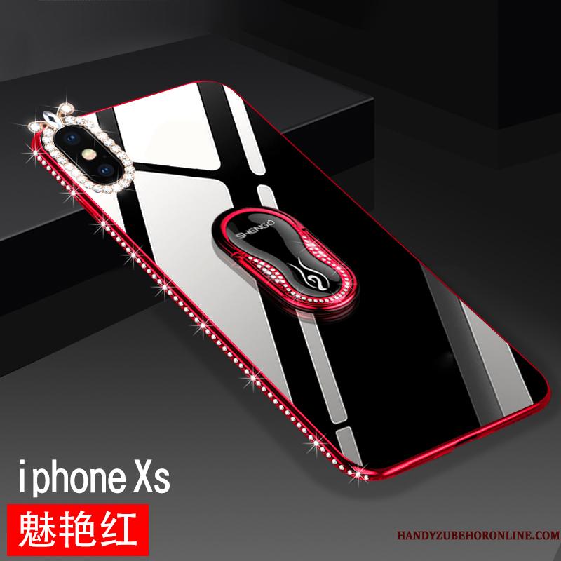 iPhone Xs Etui Beskyttelse Glas Silikone Rød Cover Trendy Ny